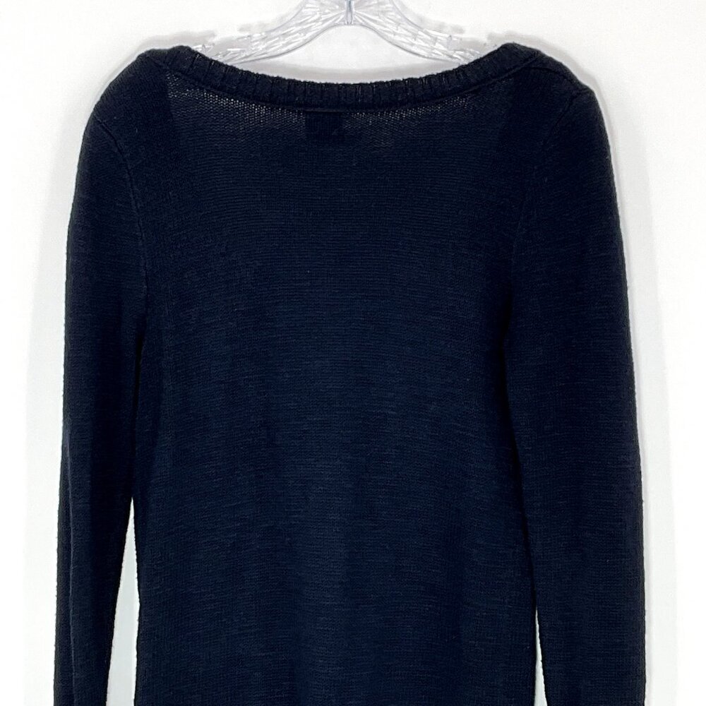 Abercrombie & Fitch Sweater Women Medium Navy V-Neck 100% Cotton Pullover - Picture 5 of 12